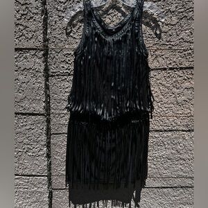Faux Leather Fringe Dress